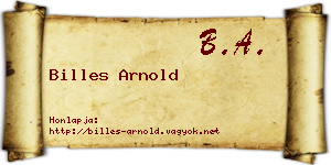Billes Arnold névjegykártya